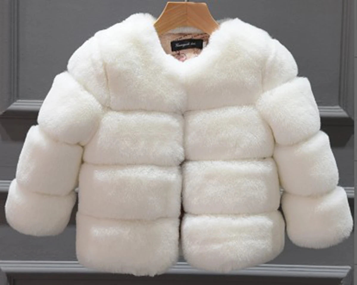 Girls Faux Fur Coat Winter Children Girls Long Sleeve