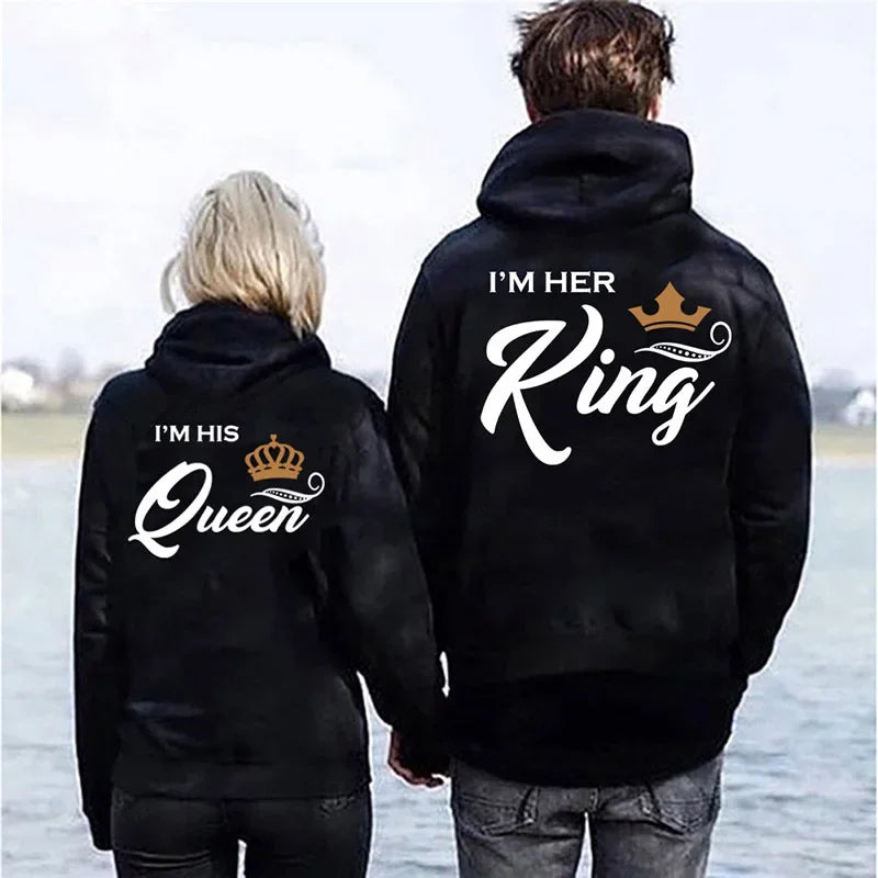Printing Her King or His Queen Lover Hoodies