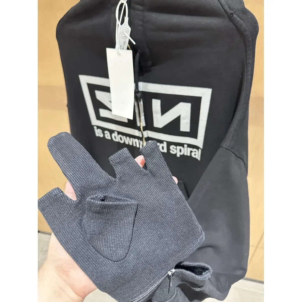 Black Project G/R Long Sleeve Zipper Loose Hoodie Men Women High Quality Band Winter Perform Glove Design Sweatshirts Pullovers