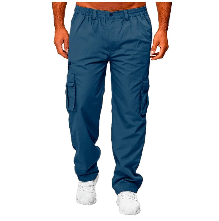 Work pantsNew men's casual multi pocket workwear pants, outdoor loose straight leg long pants, men's fitness pants, casual pants