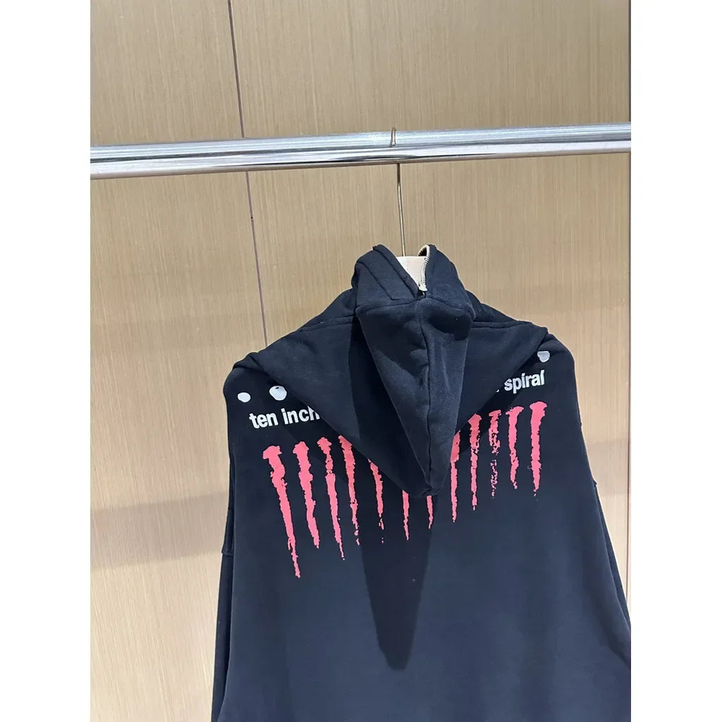 Black Project G/R Long Sleeve Zipper Loose Hoodie Men Women High Quality Band Winter Perform Glove Design Sweatshirts Pullovers