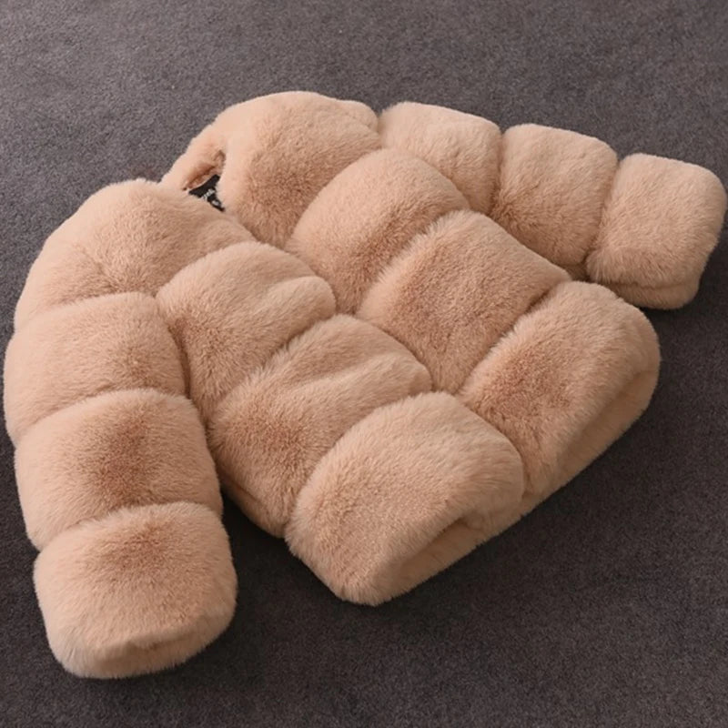 Girls Faux Fur Coat Winter Children Girls Long Sleeve
