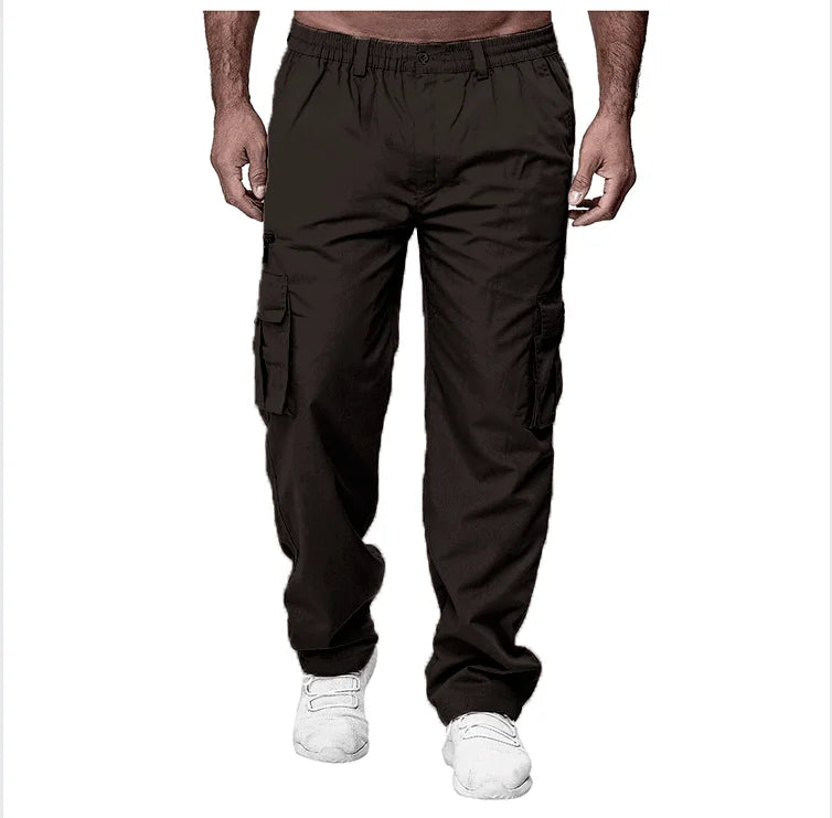 Work pantsNew men's casual multi pocket workwear pants, outdoor loose straight leg long pants, men's fitness pants, casual pants