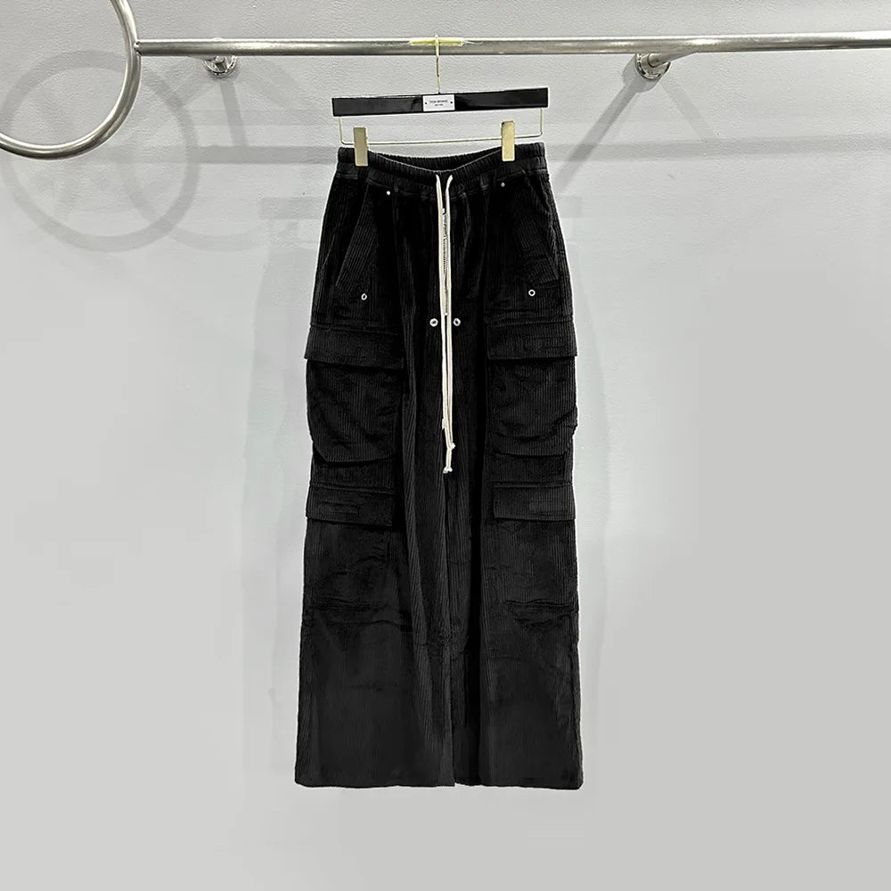 Owen Seak Men Cargo Pants Casual Loose Gothic Men's Sweatpants Autumn Solid Black Long Pants Size XL