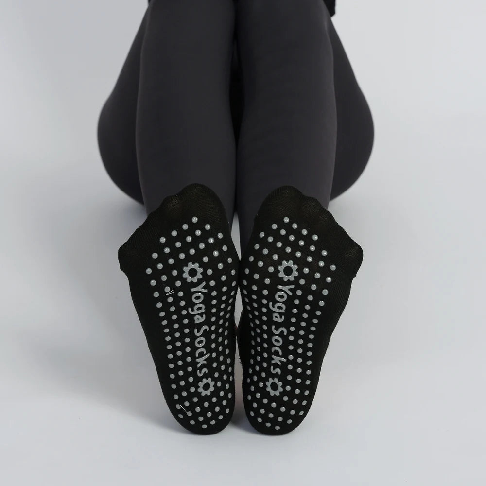 3 Pairs Non-Slip Pilates Socks Bandage Cotton Backless Yoga Socks for Women