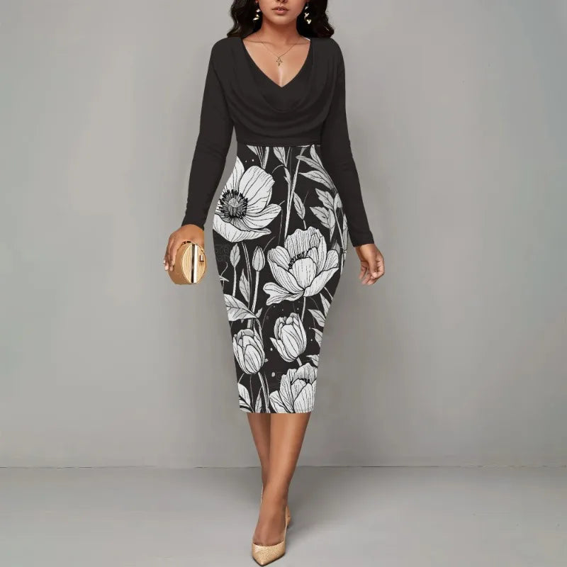 Womens Midi Dresses Church Dresses Long Sleeve
