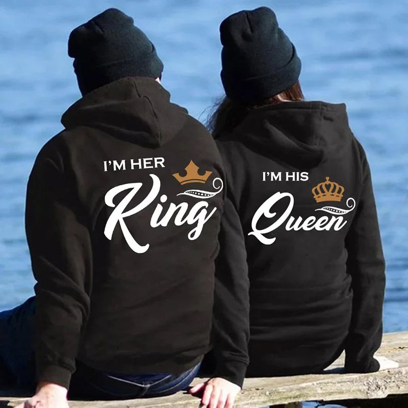 Printing Her King or His Queen Lover Hoodies