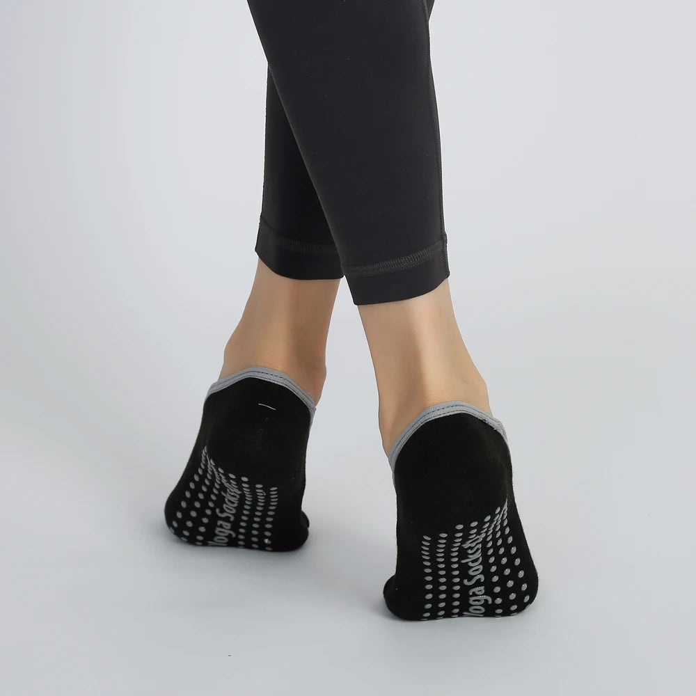 3 Pairs Non-Slip Pilates Socks Bandage Cotton Backless Yoga Socks for Women