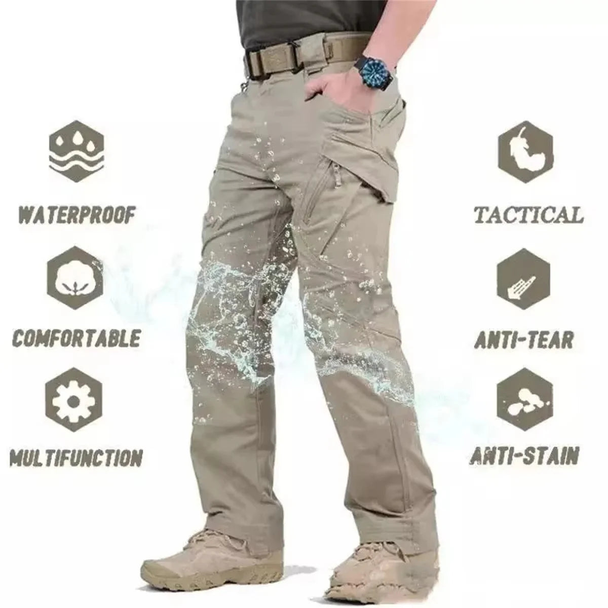 Plus Size Mens Tactical Pants Multiple Pocket Elasticity Military Urban Commuter Tacitcal Trousers Men Waterproof Cargo Pants