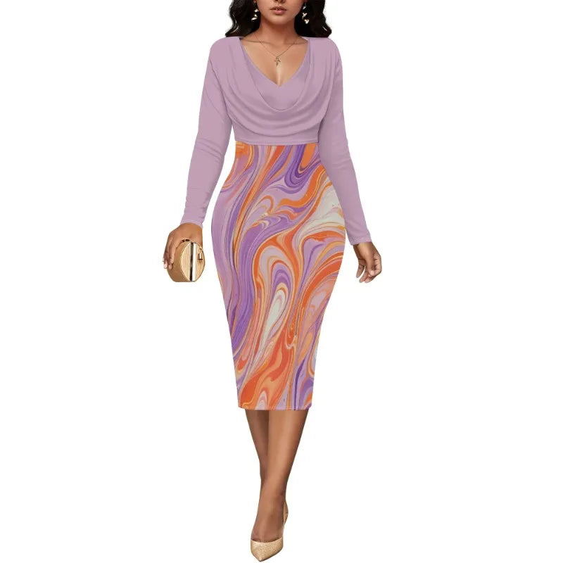 Womens Midi Dresses Church Dresses Long Sleeve