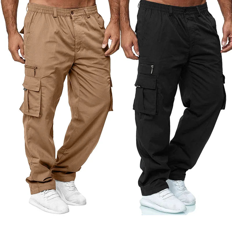 Work pantsNew men's casual multi pocket workwear pants, outdoor loose straight leg long pants, men's fitness pants, casual pants