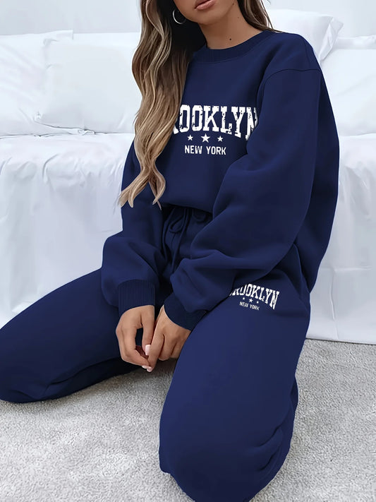 Autumn Winter Women's Sweater Pants Set  Women Hoodie