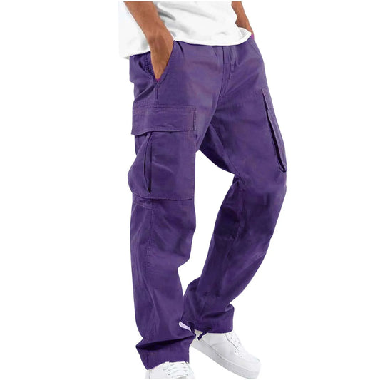 eep blue workwear pants with classic multi pocket design, featuring large capacity three-dimensional pockets on both thighs pair