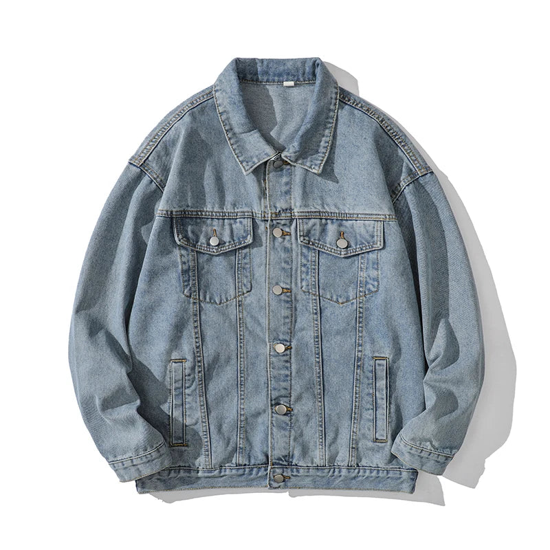 2025 New Fleece-Lined Denim Jacket Men's Loose Fit Warm Work Clothes Trendy Korean Style Casual Thickened Jacket