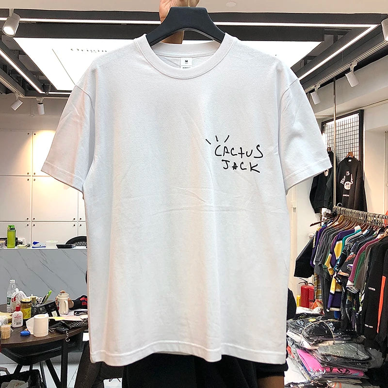 New luxury Cactus Jack Hip Hop Tshirts Travis 2025 Men's Hip Hop Cotton T-Shirt Streetwear Tee Top