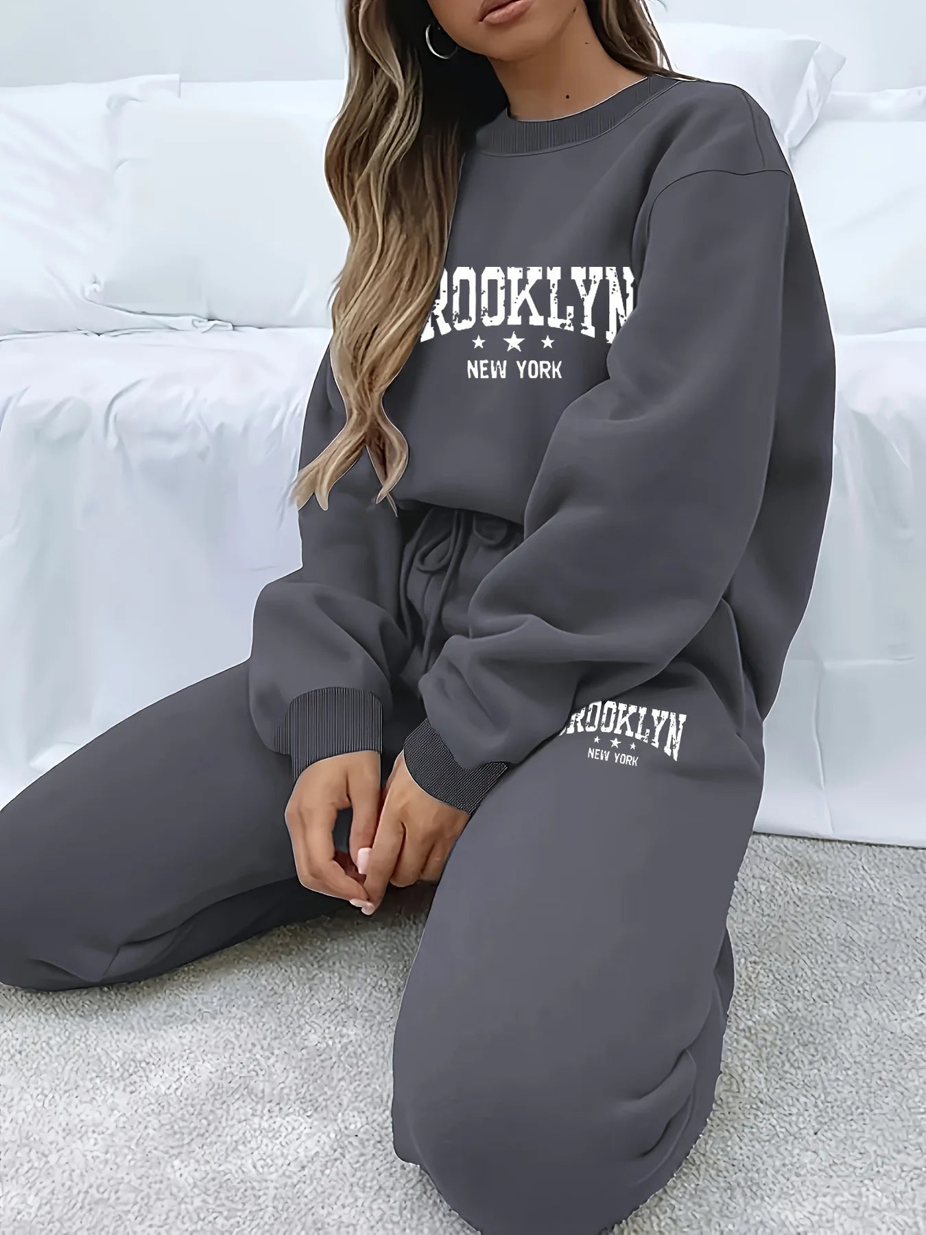 Autumn Winter Women's Sweater Pants Set  Women Hoodie