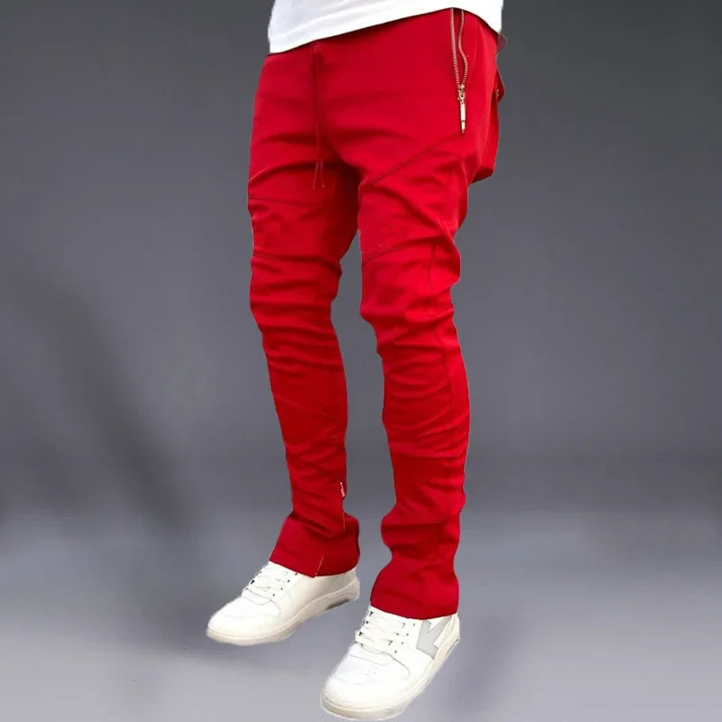 Sport Pants Men's Korean Autumn Bunched Ankle Pants Stretch Slim Schoolbag Bag Fashion Brand Running Casual Long Pants