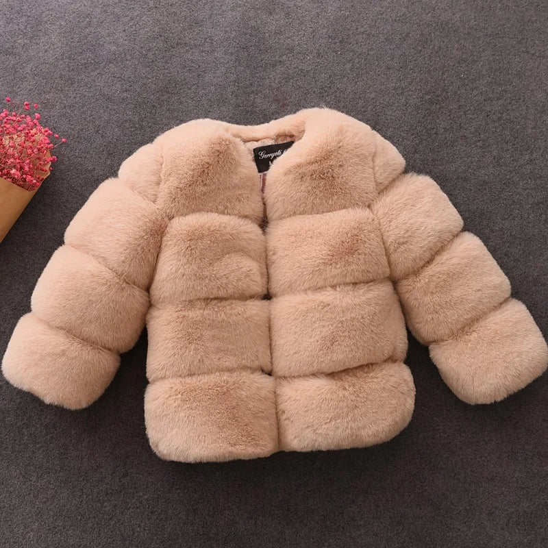 Girls Faux Fur Coat Winter Children Girls Long Sleeve