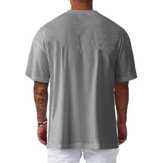 New fashionable men's casual sports T-shirt gym fitness short sleeved shirt summer quick drying breathable T-shirt