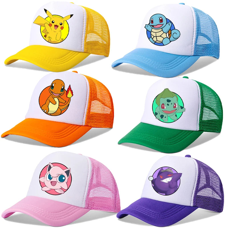 Pokemon Baseball Caps Pikachu Kawaii Anime Figures Sunshade Hats Summer Outdoor Parent Child Sunhat Trendy Duck Tongue Cap Gift