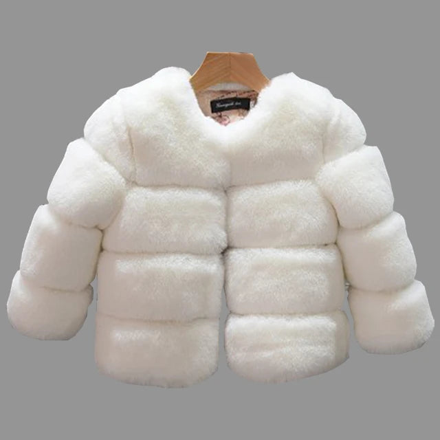 Girls Faux Fur Coat Winter Children Girls Long Sleeve