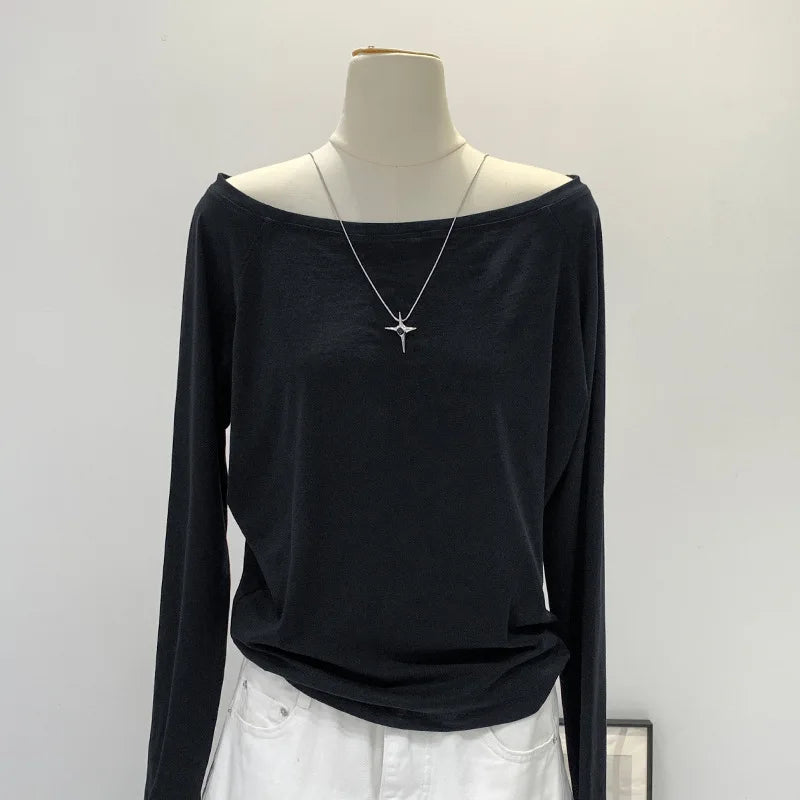 Winter One Shoulder Cotton Long Sleeve