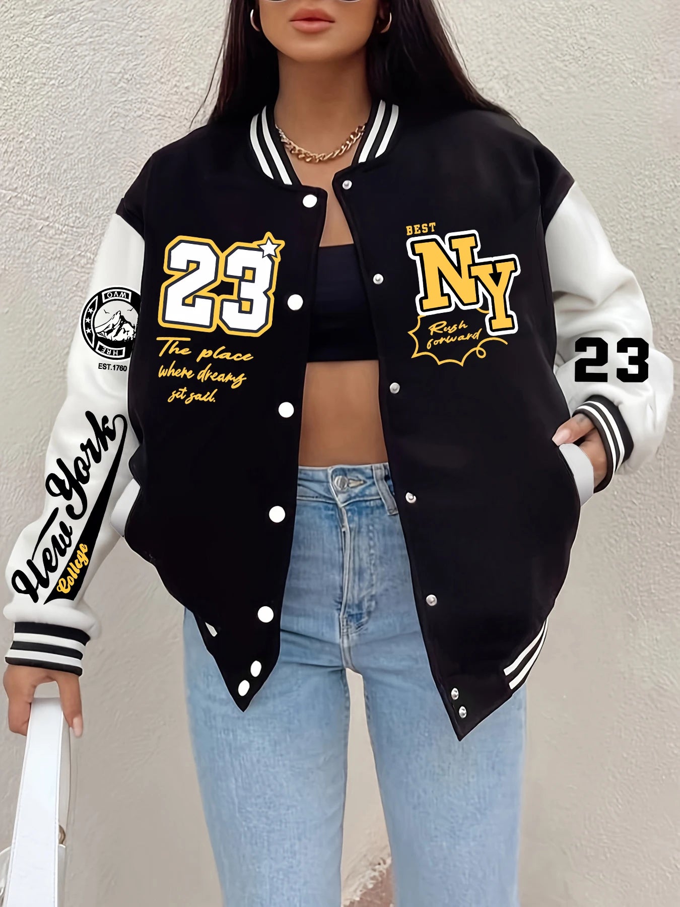 New York Art Letter 23 Printed Women Jacket
