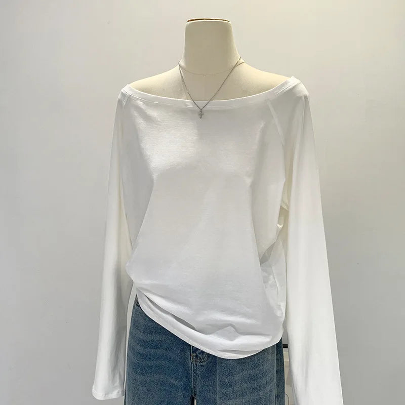 Winter One Shoulder Cotton Long Sleeve