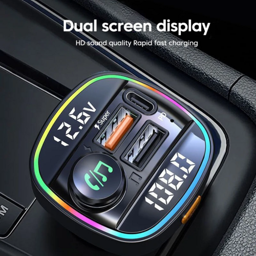 Bluetooth 5.0 Car Wireless FM Transmitter Adapter USB PD Charger AUX