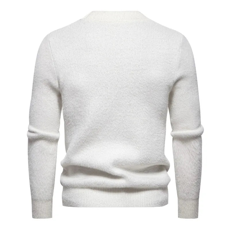 The New Men's Pure Color Round Collar M Letters Long Sleeve Sweater Fashion Comfortable Jumper