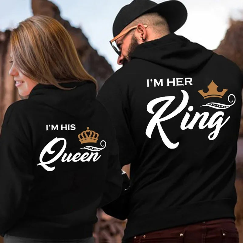 Printing Her King or His Queen Lover Hoodies