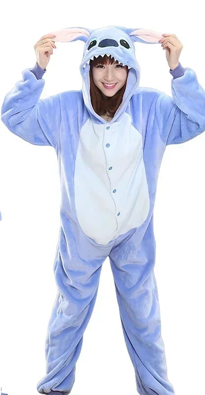 Winter Adult Jumpsuit Men's and Women's Sleepwear Set