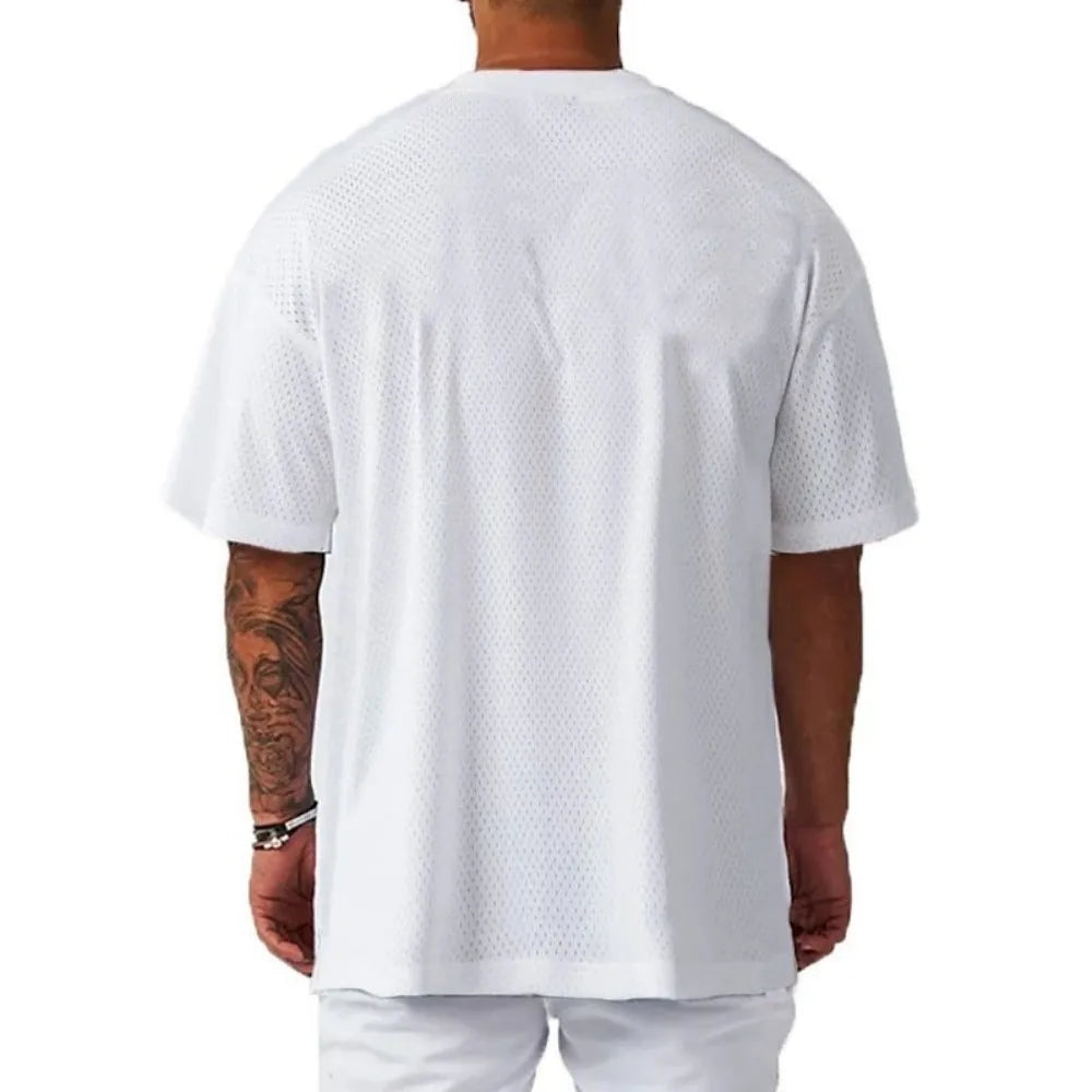 New fashionable men's casual sports T-shirt gym fitness short sleeved shirt summer quick drying breathable T-shirt