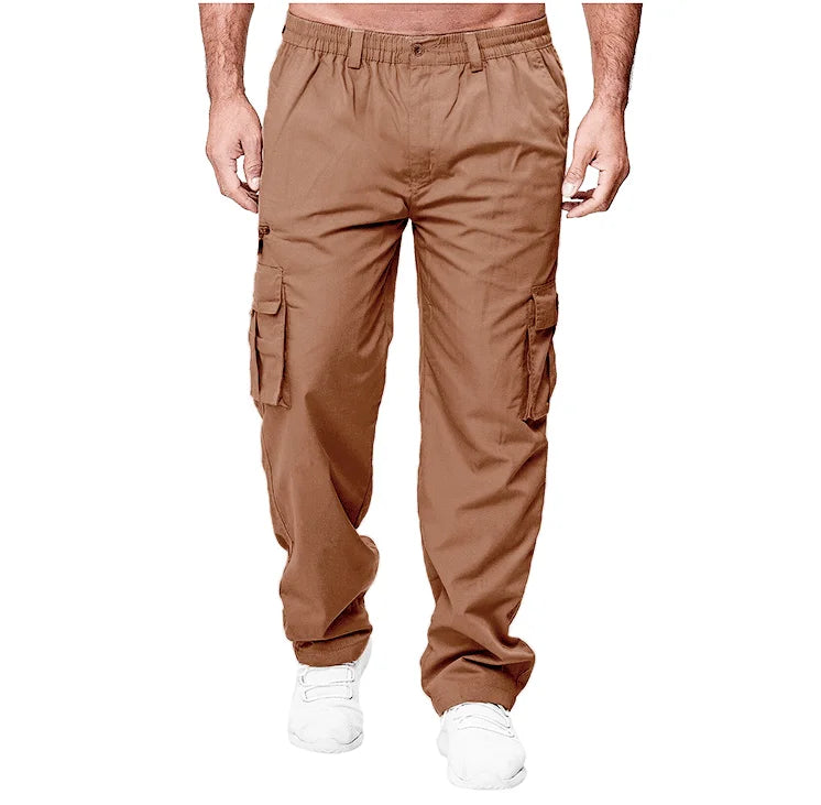 Work pantsNew men's casual multi pocket workwear pants, outdoor loose straight leg long pants, men's fitness pants, casual pants