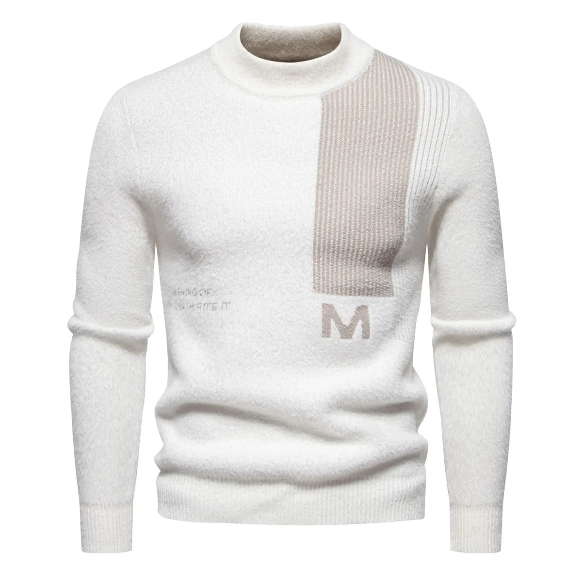 The New Men's Pure Color Round Collar M Letters Long Sleeve Sweater Fashion Comfortable Jumper