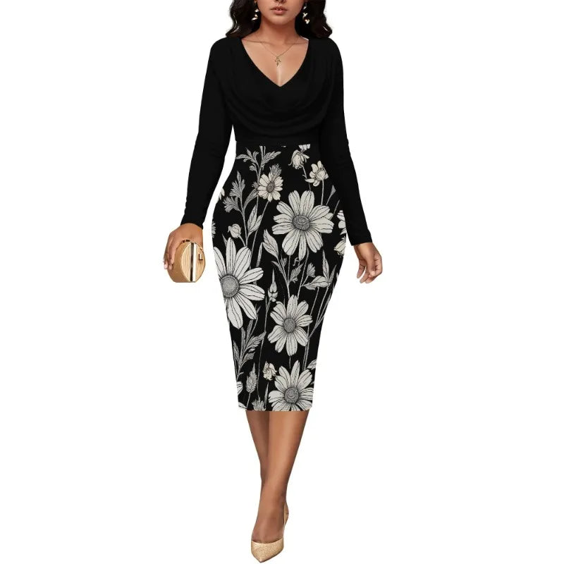Womens Midi Dresses Church Dresses Long Sleeve