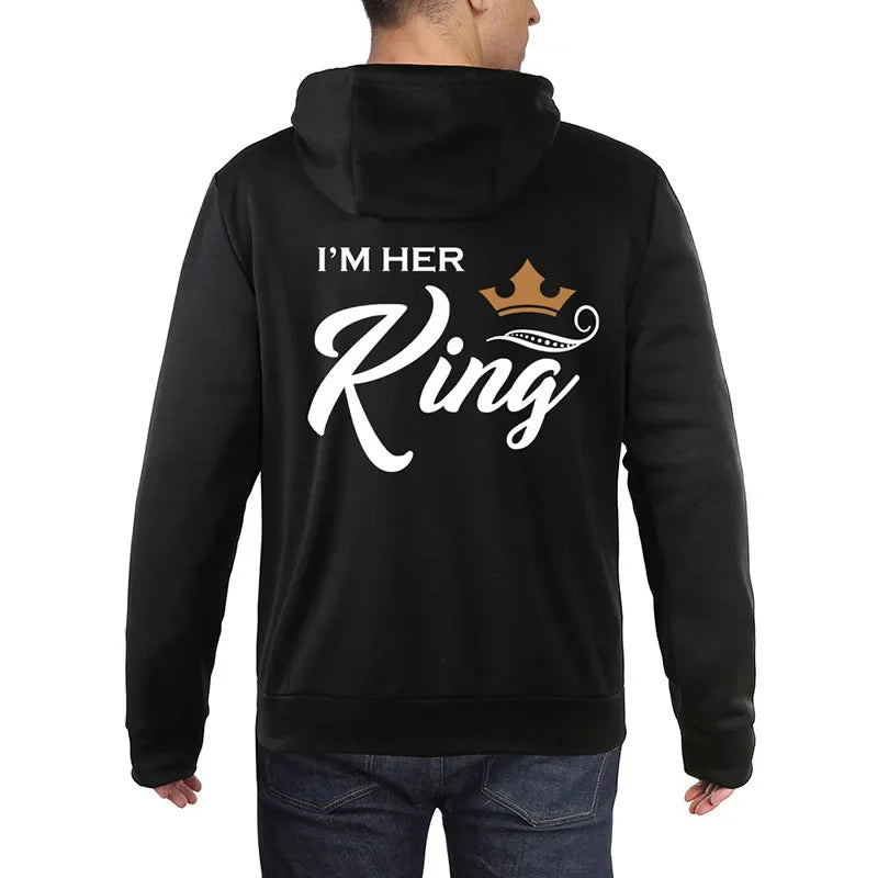 Printing Her King or His Queen Lover Hoodies