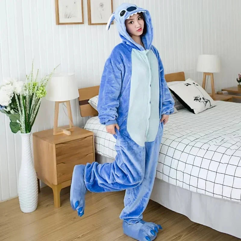 Winter Adult Jumpsuit Men's and Women's Sleepwear Set