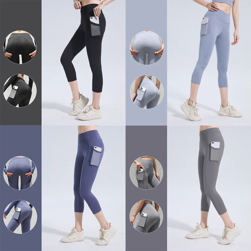 N Women's High Waist Elastic Sports Hip Shorts Yoga Peach Hip Tights