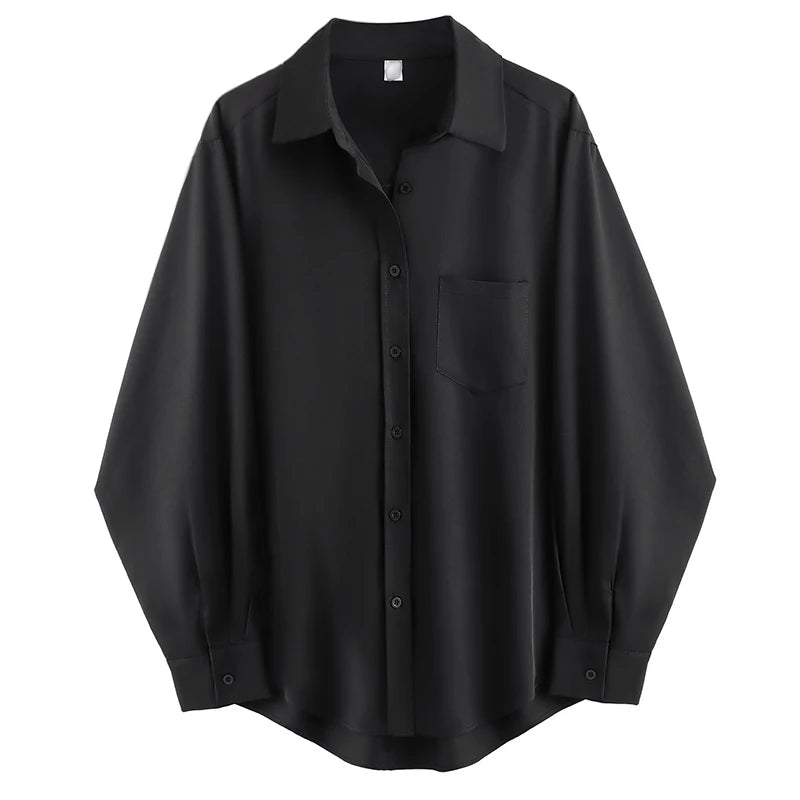 Oversize Women's White Basic Shirt Long Sleeve