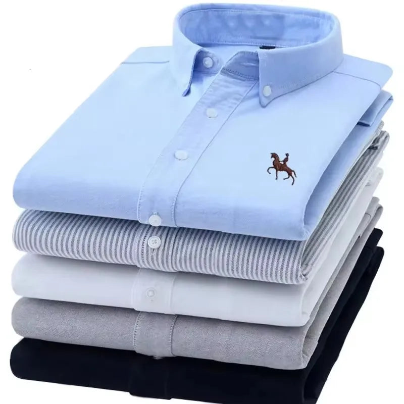 Plus 5XL 6XL Mens Oxford Shirts 100% Cotton Spring Long Sleeve