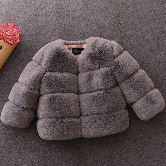 Girls Faux Fur Coat Winter Children Girls Long Sleeve