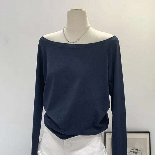 Winter One Shoulder Cotton Long Sleeve