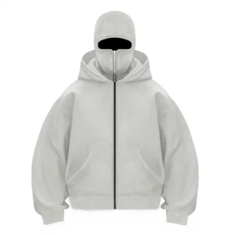 2024 Autumn/Winter New Men Casual Sports Double Hat Face Mask Design Fashionable Loose Outdoor Cycling Windproof Warm Hoodie