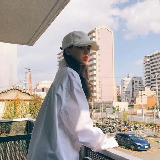 Oversize Women's White Basic Shirt Long Sleeve