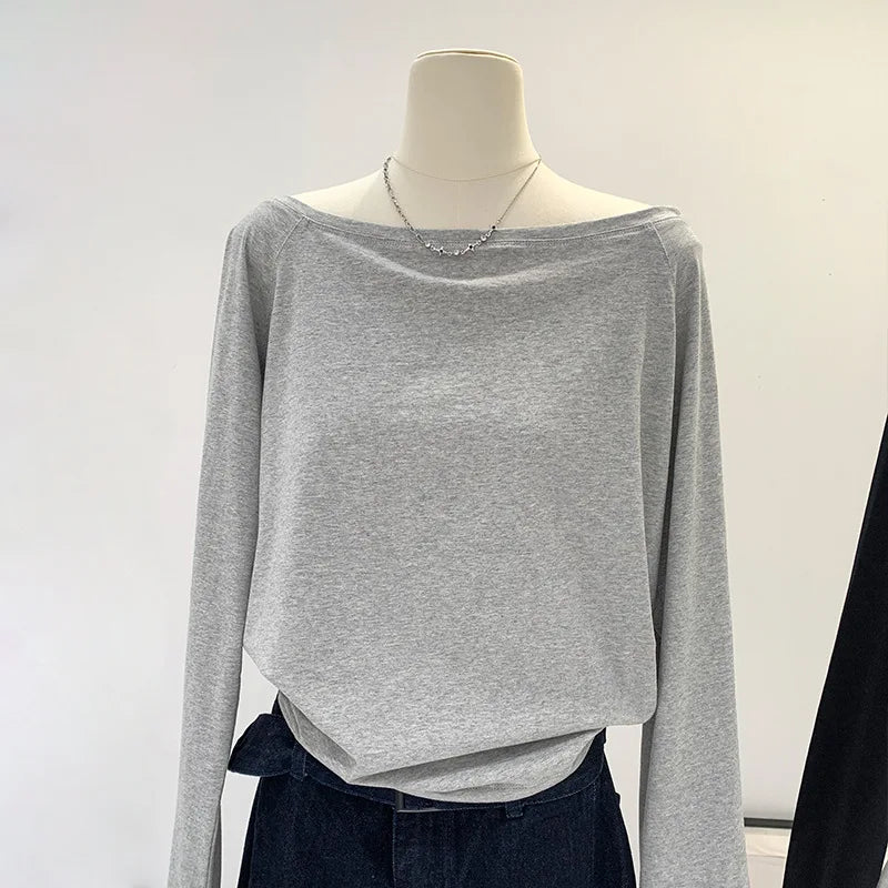 Winter One Shoulder Cotton Long Sleeve