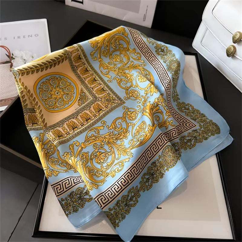 1pcs 710cm Line Rose Printed Silk Scarf for Women