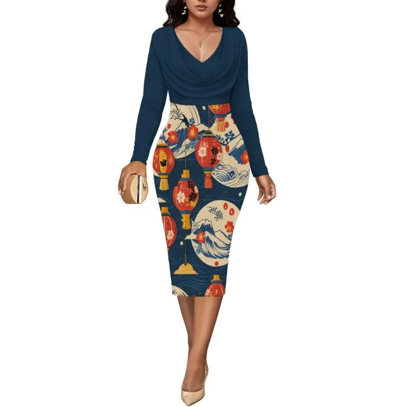 Womens Midi Dresses Church Dresses Long Sleeve