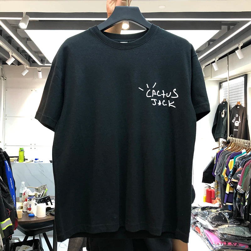 New luxury Cactus Jack Hip Hop Tshirts Travis 2025 Men's Hip Hop Cotton T-Shirt Streetwear Tee Top