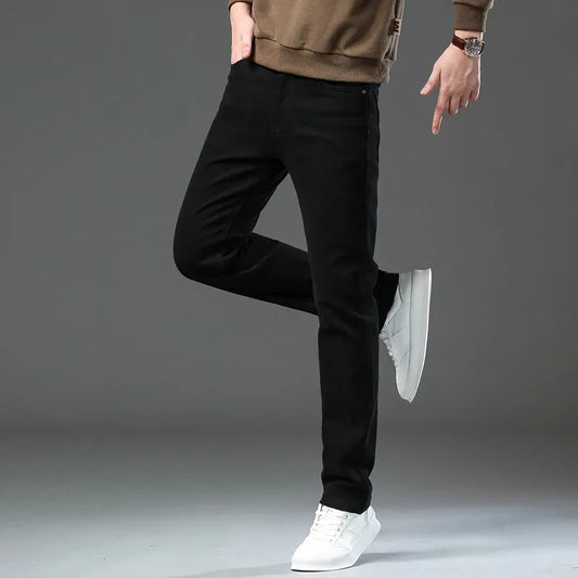Fashion Loose Straight Business Casual Stretch Denim Pants Male Brand Trousers 5 Colors Plus Size Mens Clothing Slim Jeans 28-44